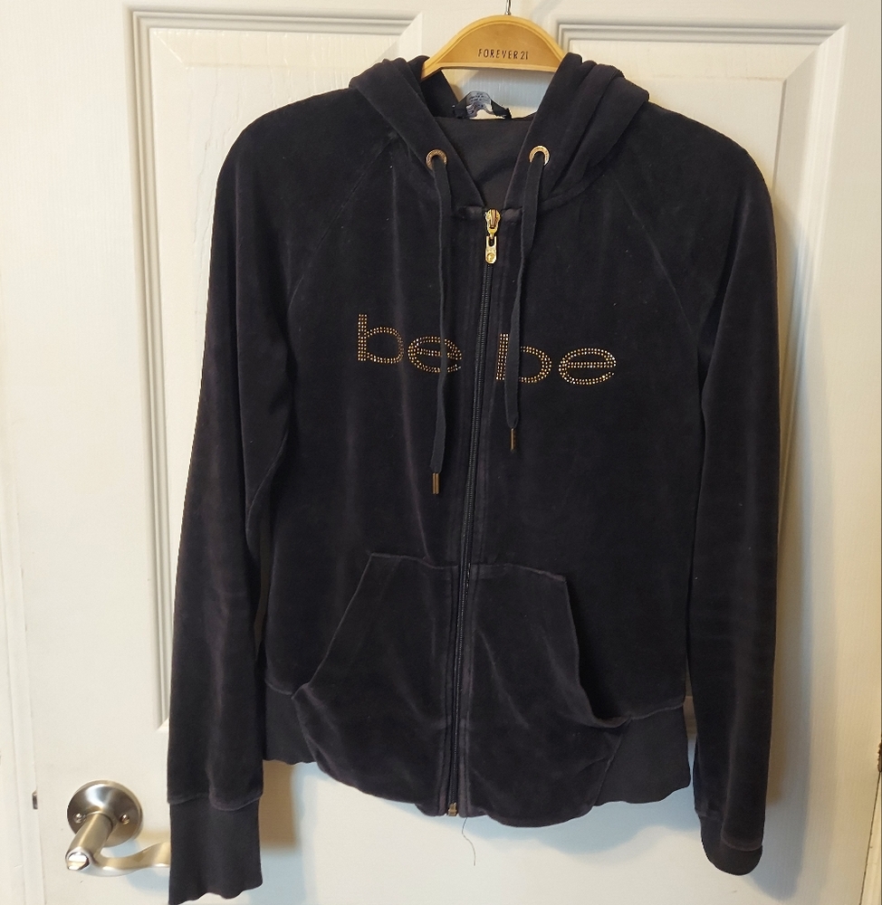 Bebe Lightweight Black Zip Hoodie SzM
